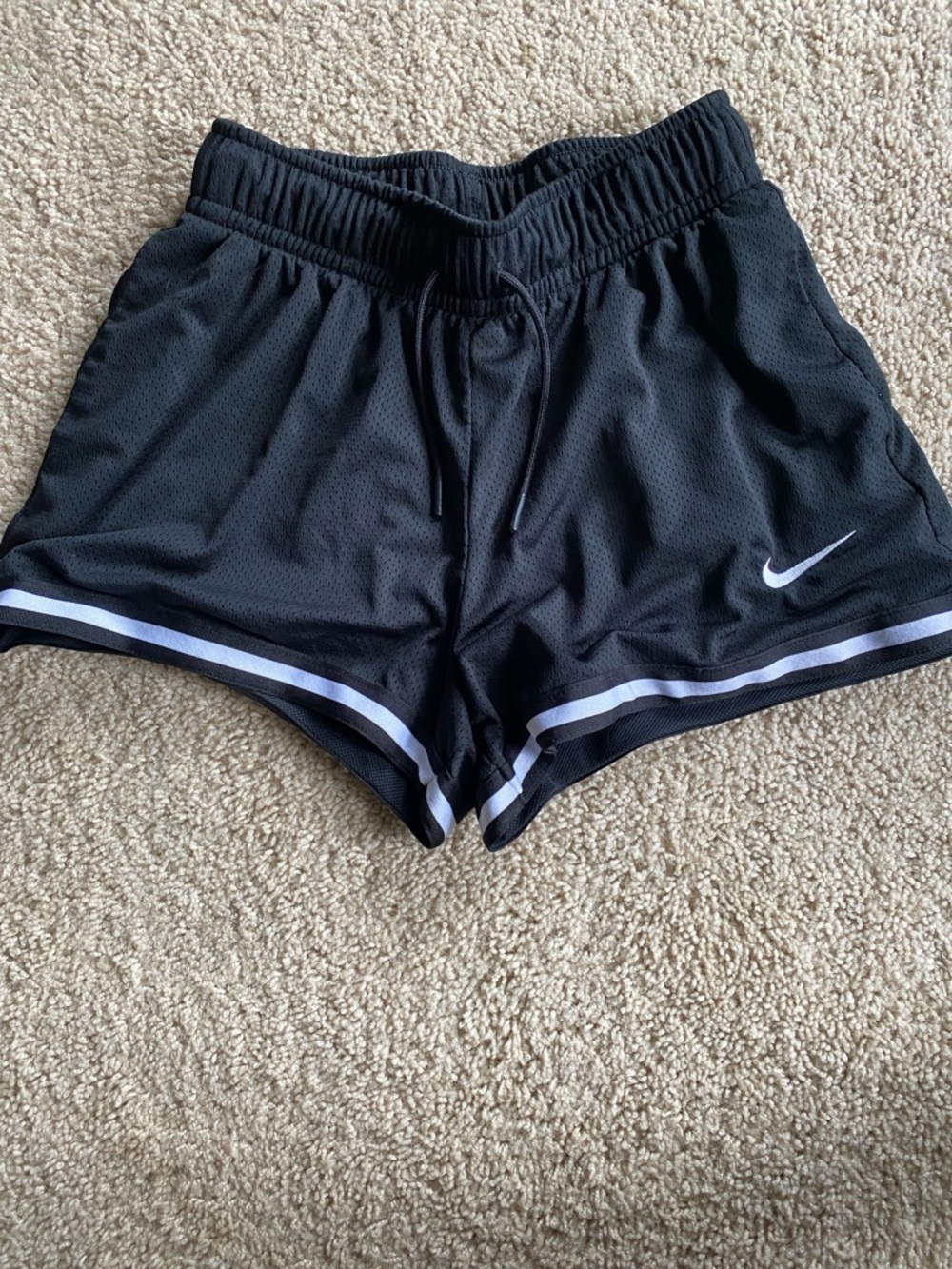 Nike Black Mesh Athletic Shorts with White Trim
